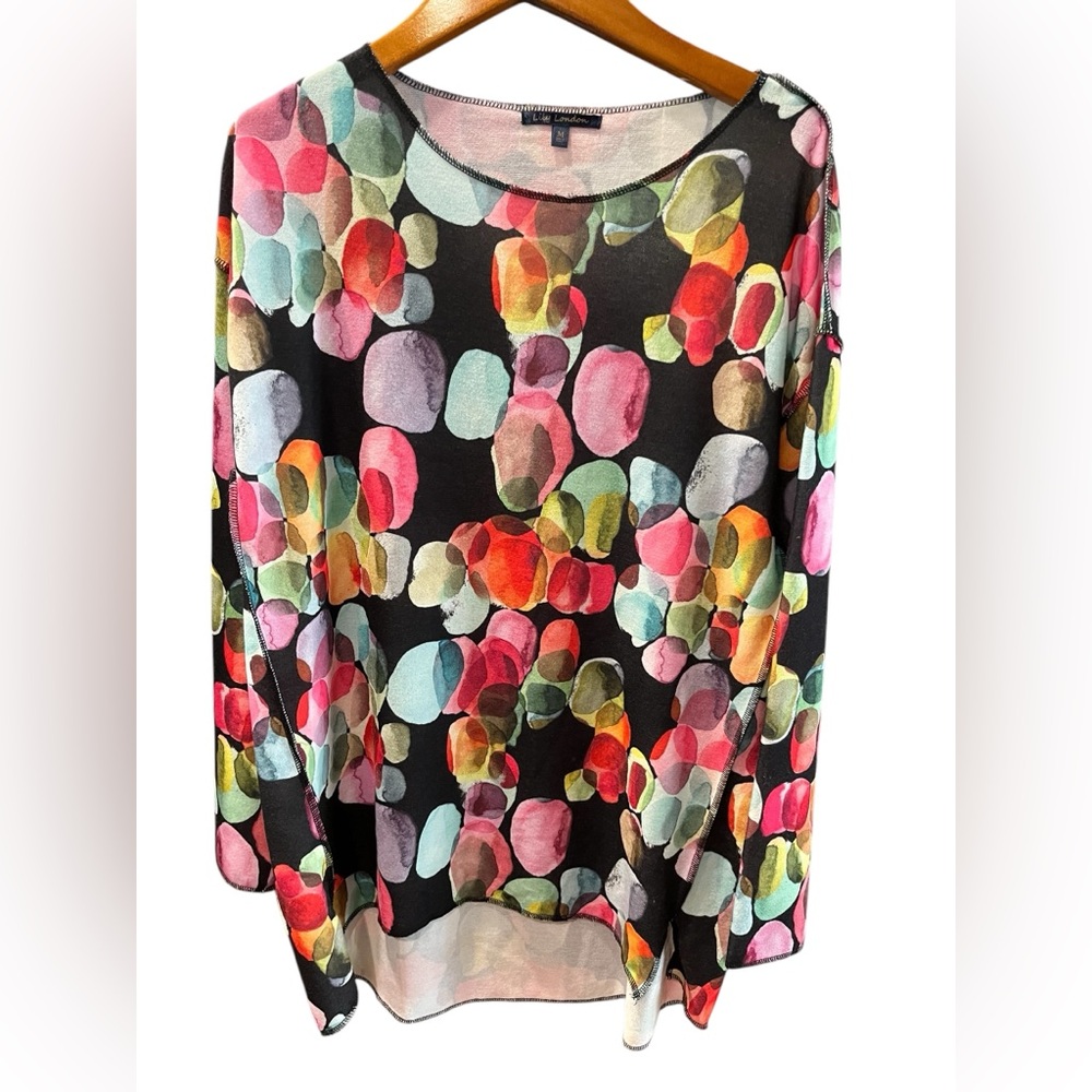 Lily London Watercolor Dot Print Relaxed Fit Top - Size‎ M